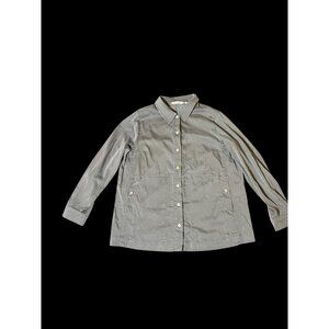 Soft Surroundings Women's Olive Shacket, Button-Front, Roll Tab Sleeves, Pockets